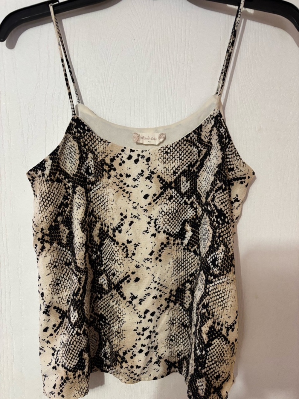 Altar'd State Cream and Black Snake-Print Spaghetti Strap Tank